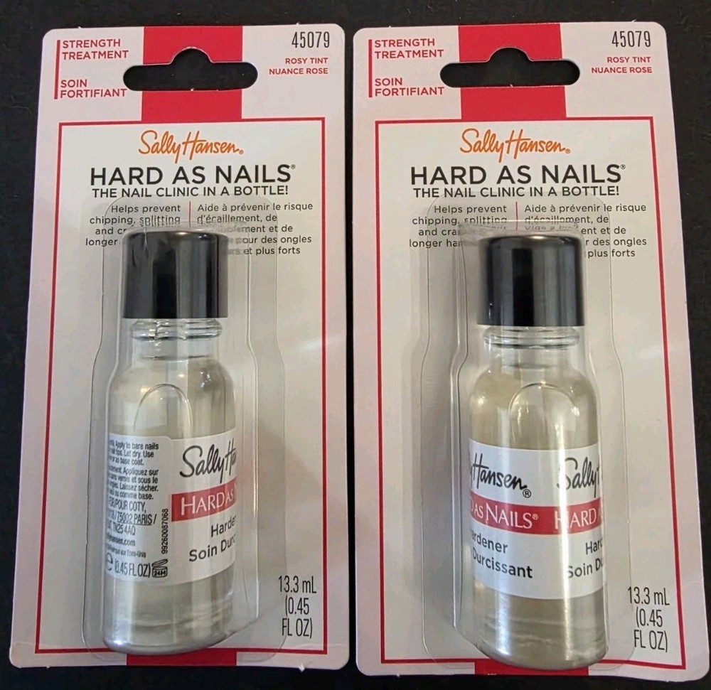 Sally Hansen Hard As Nails Nail Strengthener Rosy Tint NEW SEALED 2 Bottles