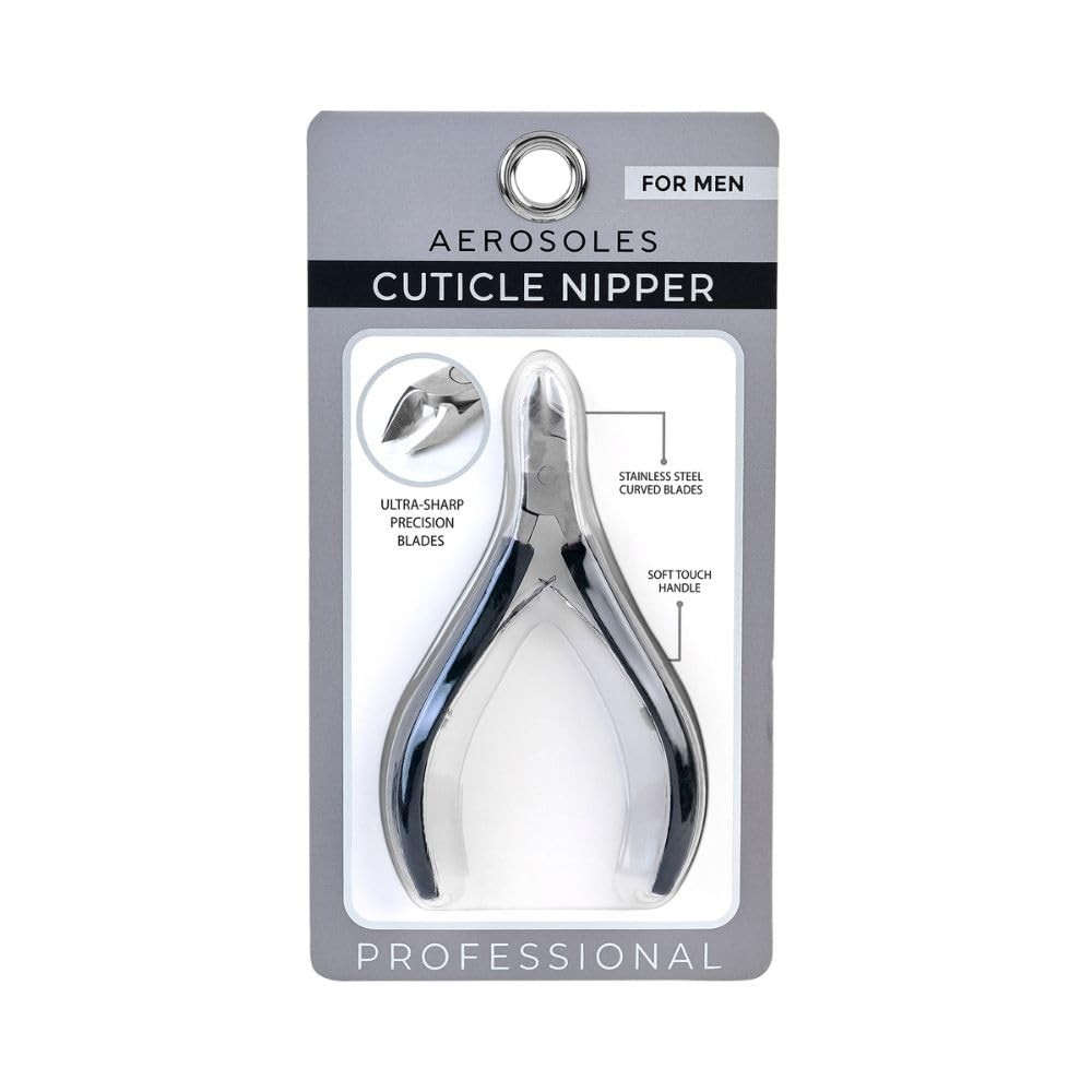Aerosoles Stainless Steel Cuticle Nipper Clipper – Travel-Friendly Black