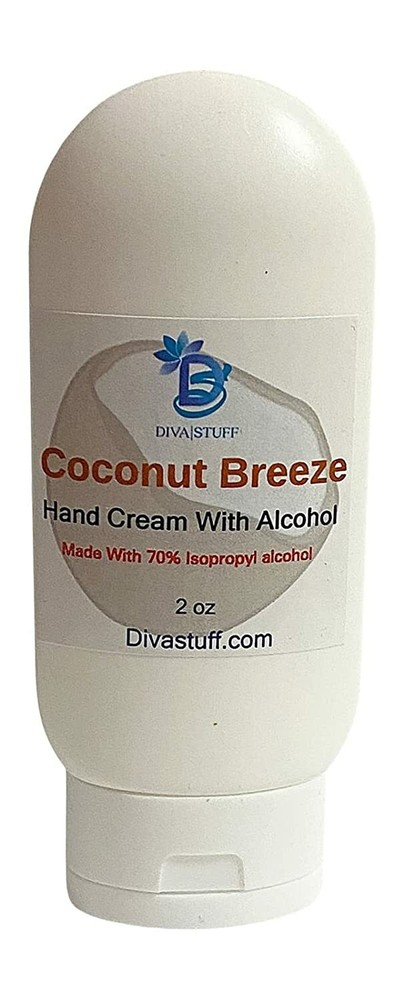 Diva Stuff Hand Cream with 70% Isopropyl Alcohol,2oz Bottle (Coconut Breeze)