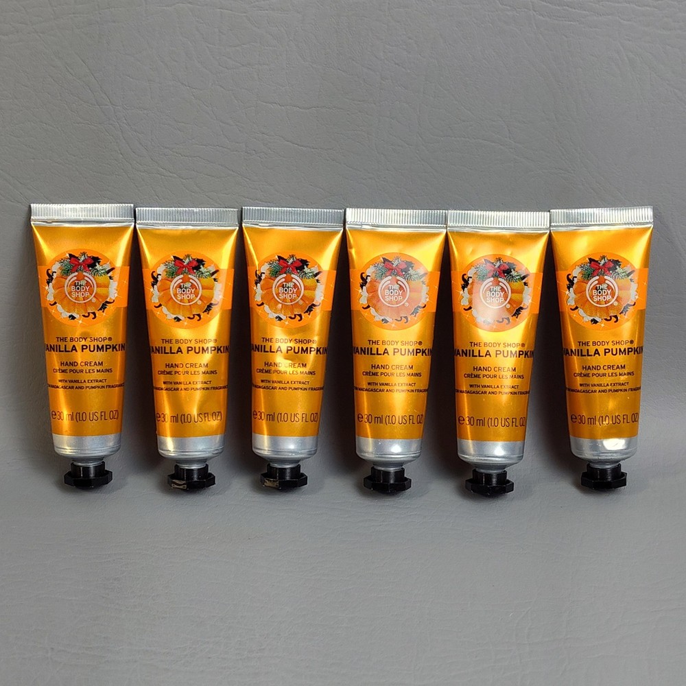 THE BODY SHOP Vanilla Pumpkin Purse Size Hand Cream 1oz 30ml Lot Of 6 NEW