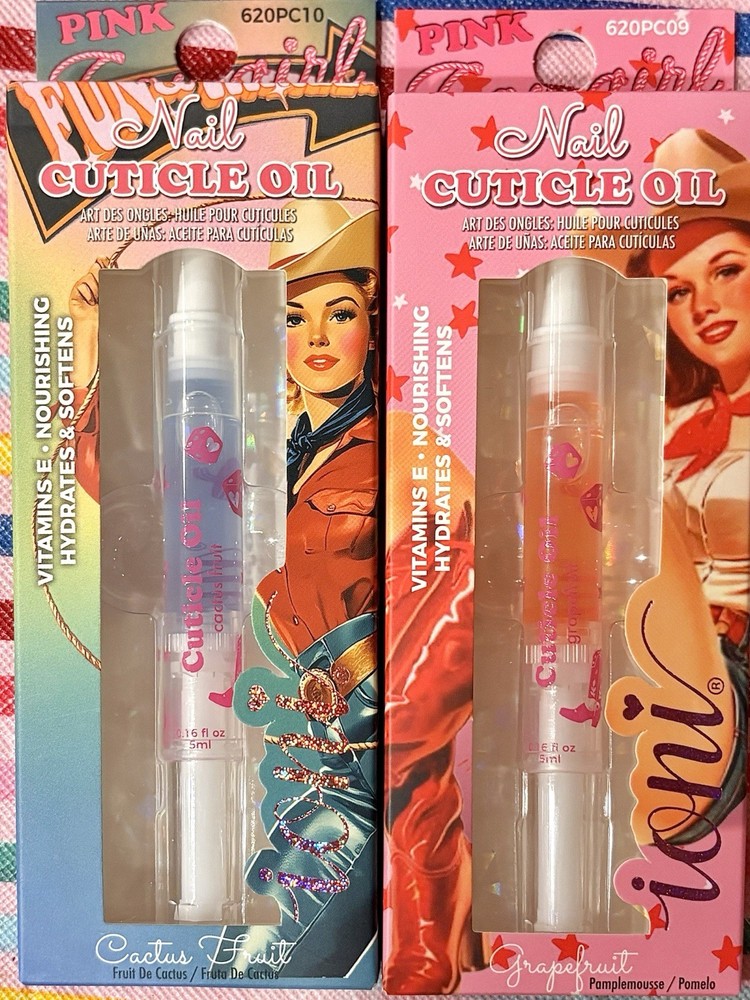 Ioni🎀Pink Cowgirl🎀(2) Nail Cuticle Oil Grapefruit & Cactus Fruit NIB Nail Care