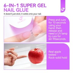 6 in 1 Nail Glue Gel Gelike EC 2Pcs Polish for Press-On Nails Treatment EXP 2/29