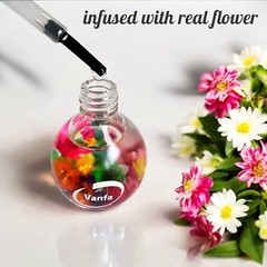 Vanfa Cuticle Oil infused with real flower 0.42 oz (Scent: Peach, Pack of 3)