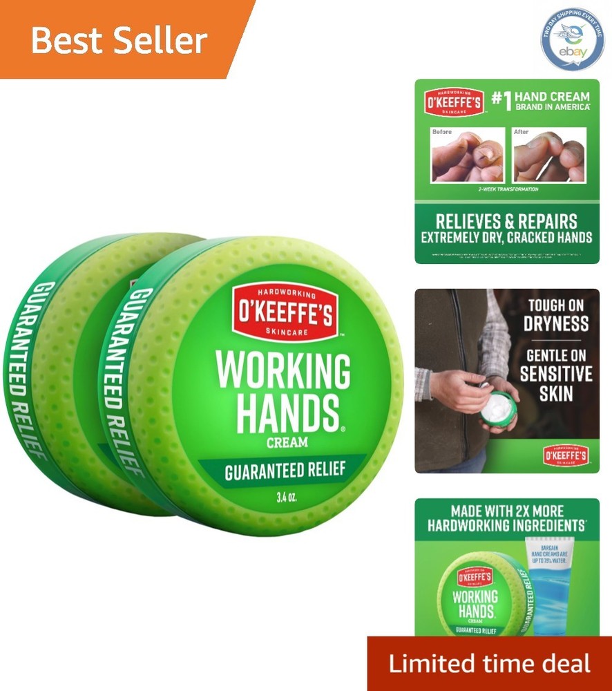 O’Keeffe’s Concentrated Hand Cream – Unscented 2 Pack for Cracked Skin Repair